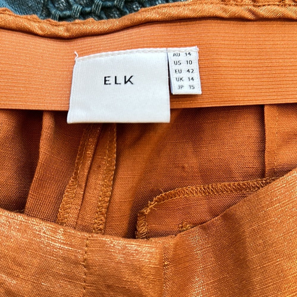 ELK AU 14 100% linen copper wide leg pants with metallic sheen - Picture 4 of 9
